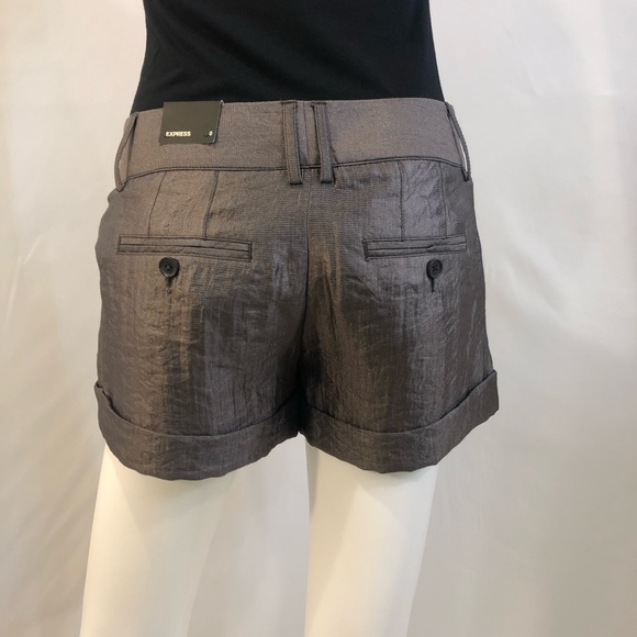 Metallic Lame Pleat Front Cuffed Shorts, Size 0 - Picture 5 of 12